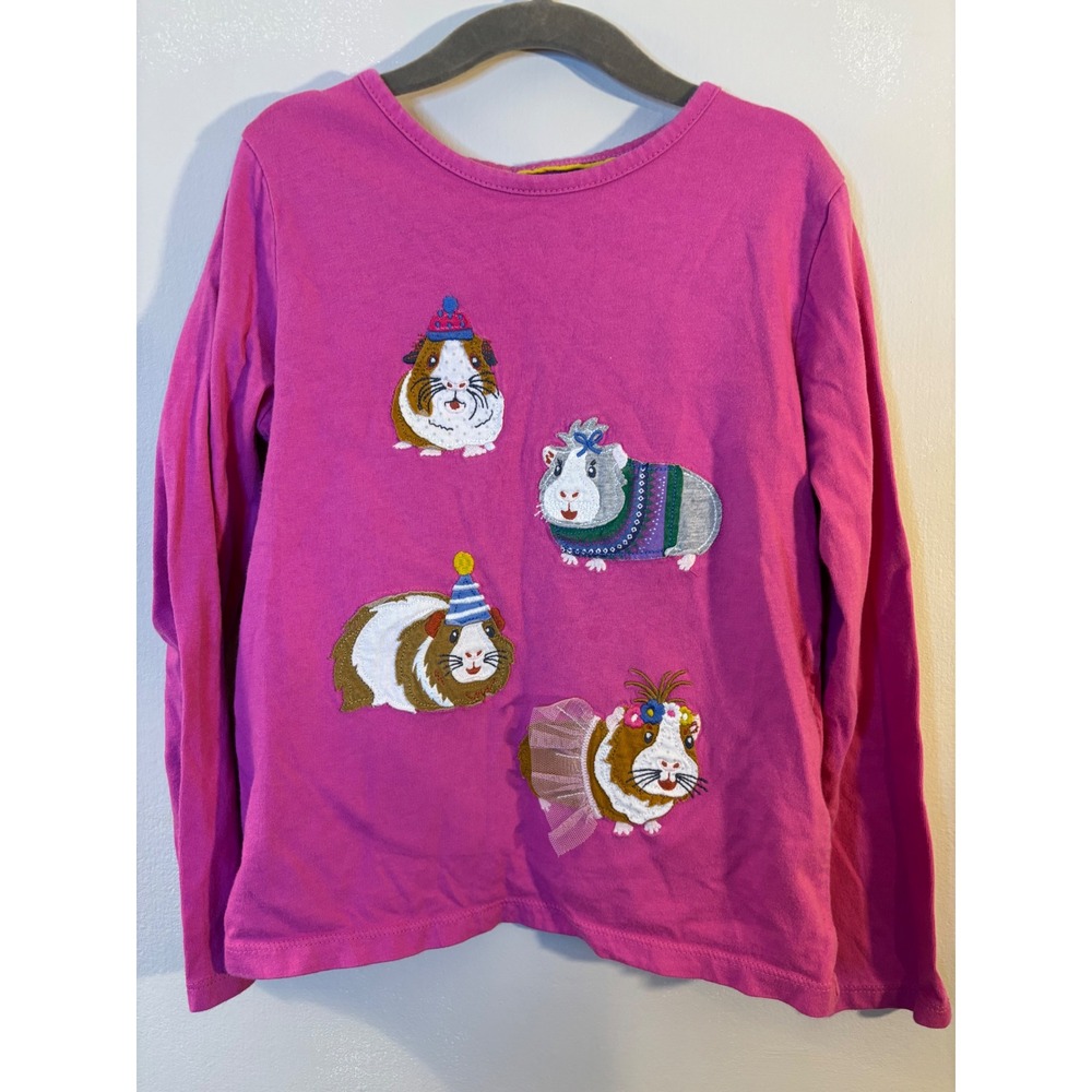 Mini Boden Hot Pink Guinea Pig Party Long Sleeve Tee Shirt 7-8 yrs